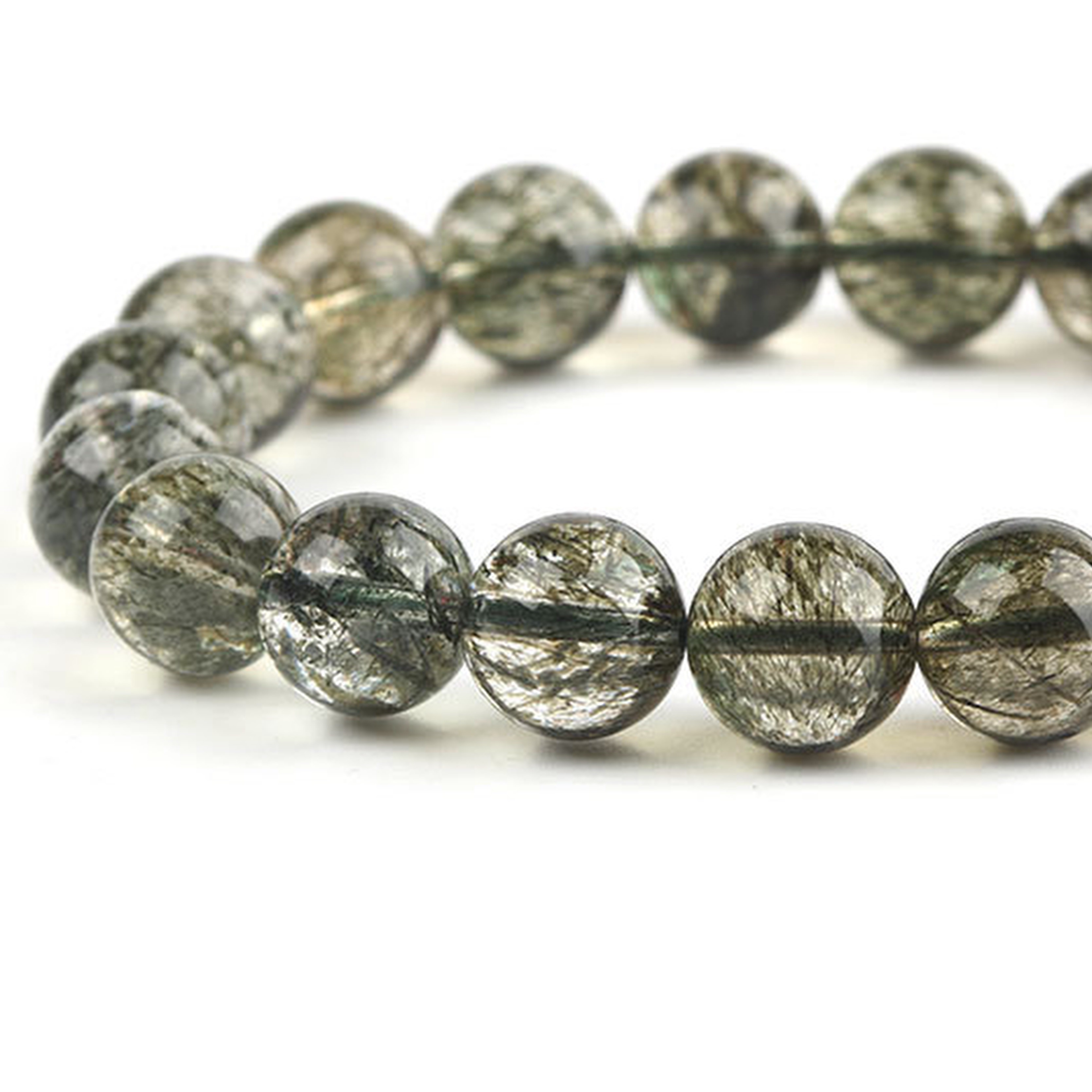 【藏寶】翠綠晶體碧璽綠髮晶水晶手鍊/水晶手串