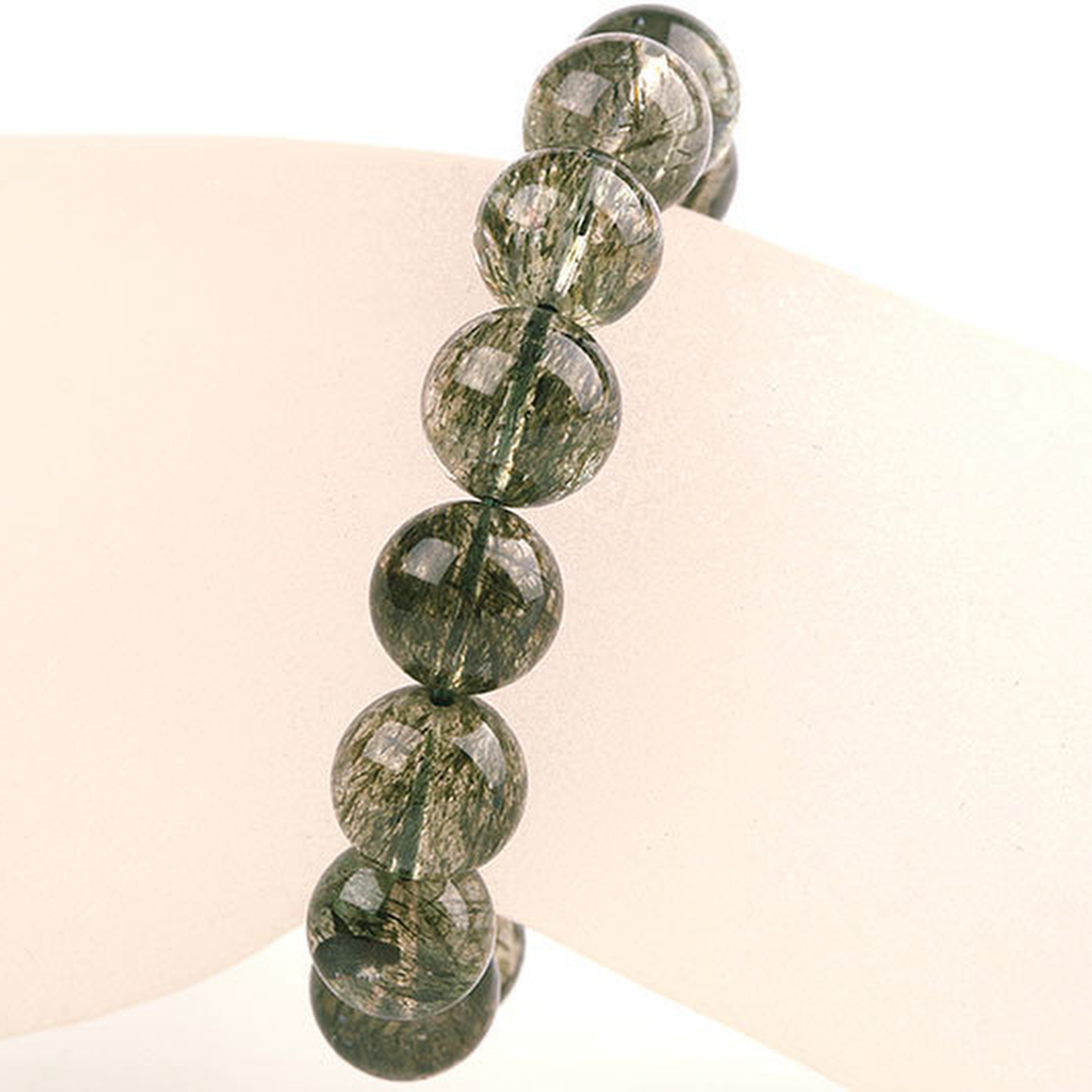 【藏寶】翠綠晶體碧璽綠髮晶水晶手鍊/水晶手串