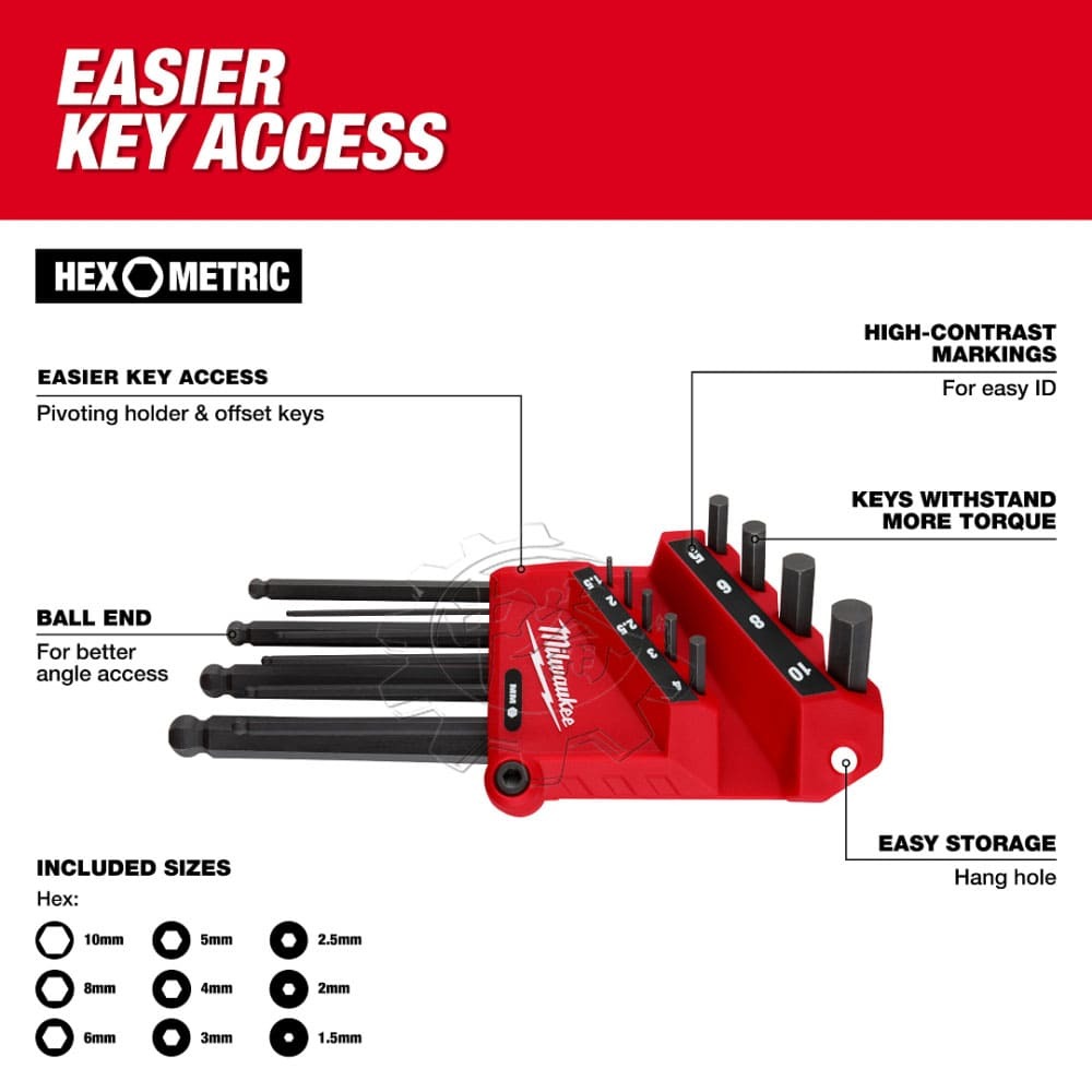 ＊中崙五金【附發票】Milwaukee 美沃奇 48-22-2186 L型六角扳手9件組 (公制) 內六角 板手 扳手