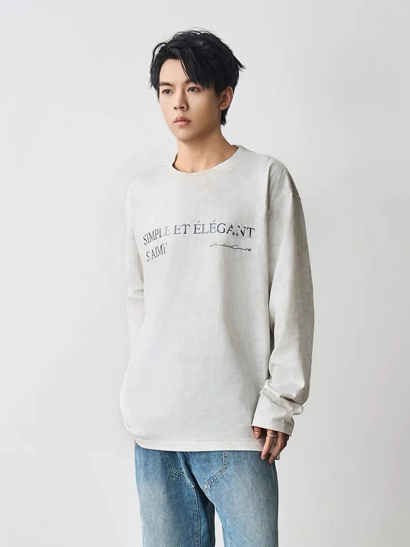 Harsh and Cruel 24SS 斑駁字體水洗做舊長袖 HL233020563