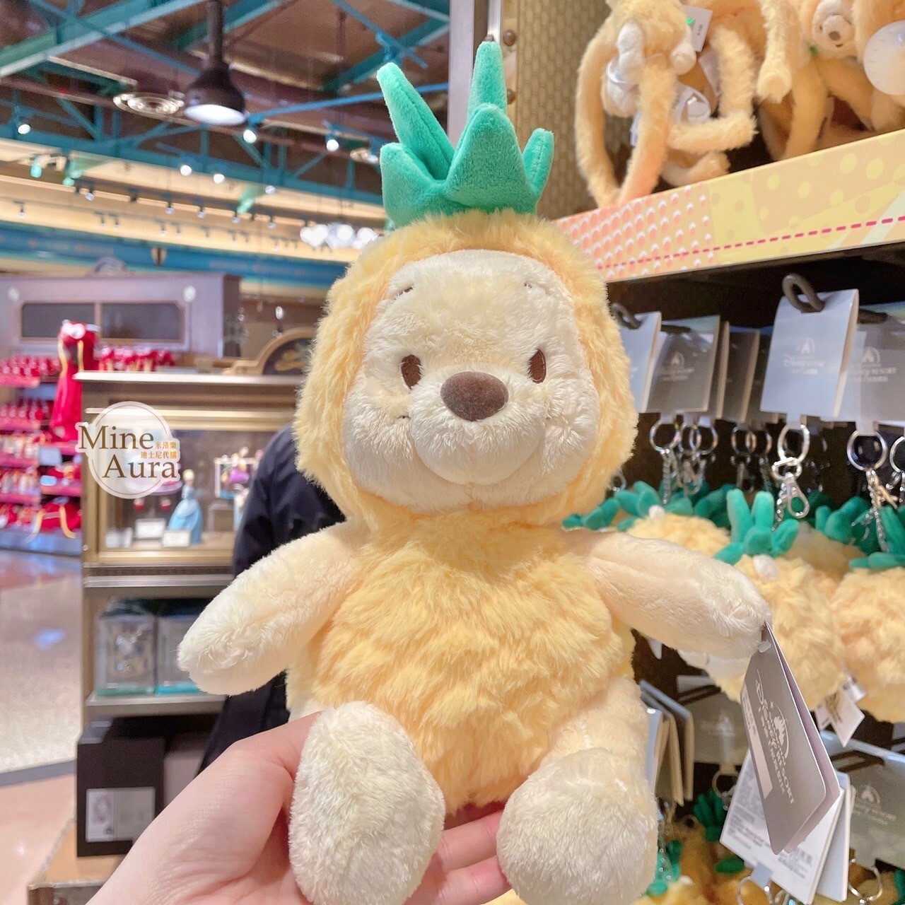 小熊維尼 Winnie the Pooh 鳳梨裝 可脫帽 M號 娃娃 玩偶 -上海迪士尼樂園