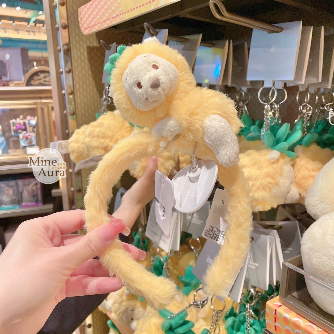 小熊維尼 Winnie the Pooh 鳳梨裝 趴趴造型 髮圈 髮箍 -上海迪士尼樂園