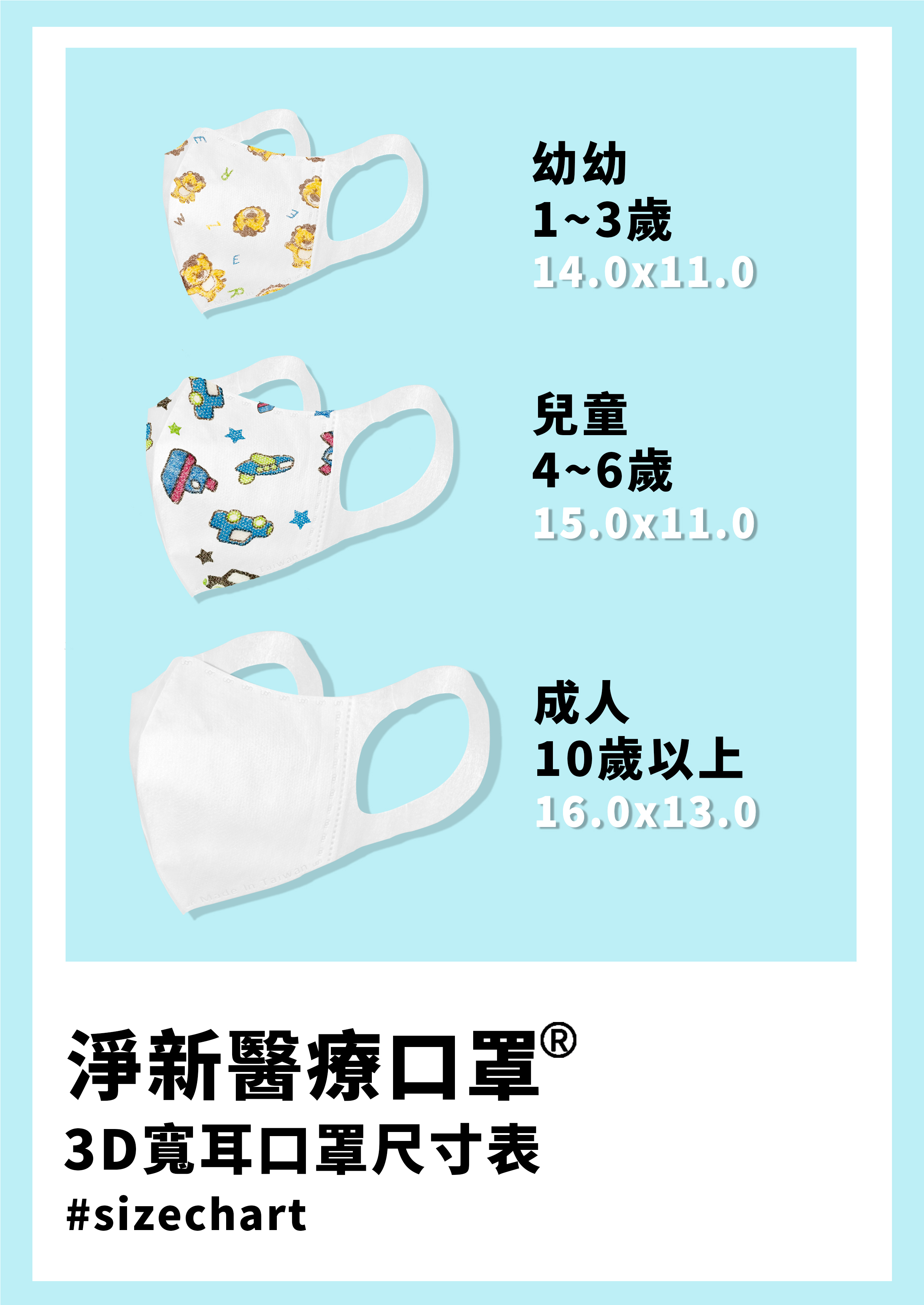 【台灣淨新】寬耳3D立體醫療口罩 成人款