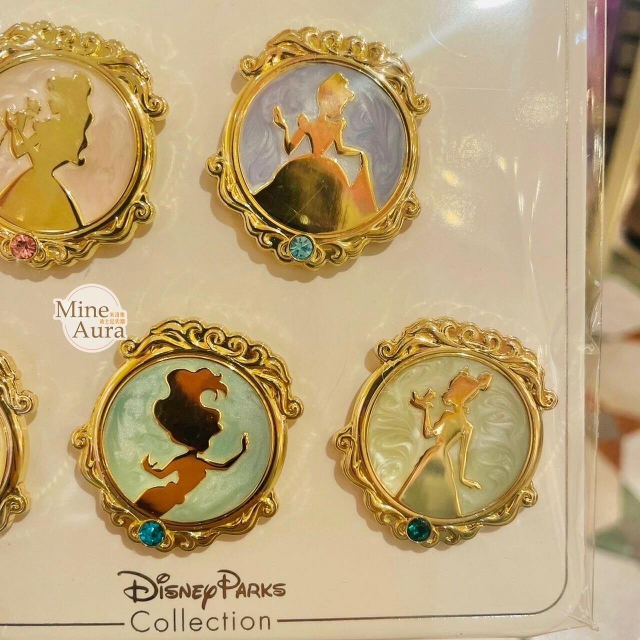 公主系列 Princess Line 公主集合 剪影畫框造型 徽章 PIN 5入組 -上海迪士尼樂園