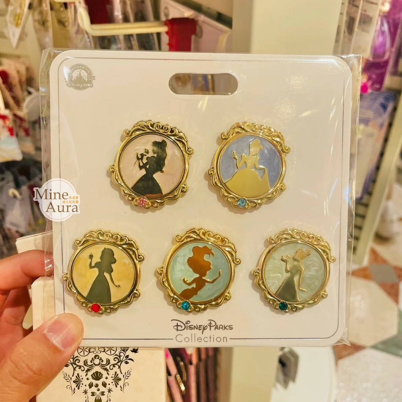 公主系列 Princess Line 公主集合 剪影畫框造型 徽章 PIN 5入組 -上海迪士尼樂園