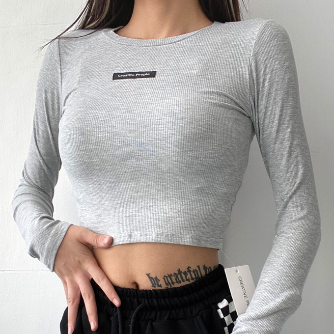 Hot selling tight-fitting long-sleeved T-shirt (light gray) (size S-L) (contact customer service after placing order to confirm delivery size)