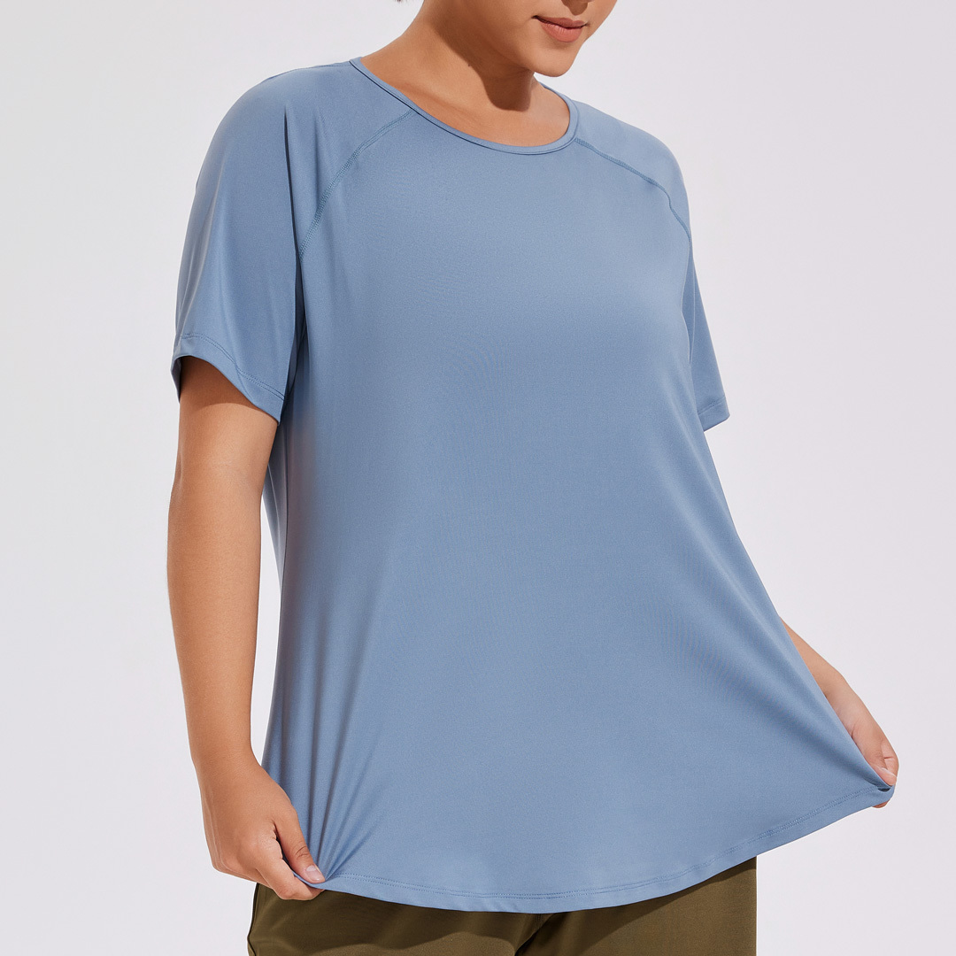 大碼長版網孔透氣美背/瑜珈/運動/機能短袖*