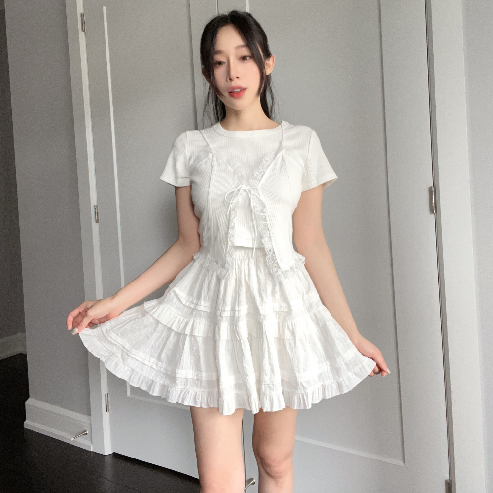 【奶油蛋糕】DOMISS蓬蓬短裙-2色 蛋糕裙 蕾絲裙 短裙 (現+預)