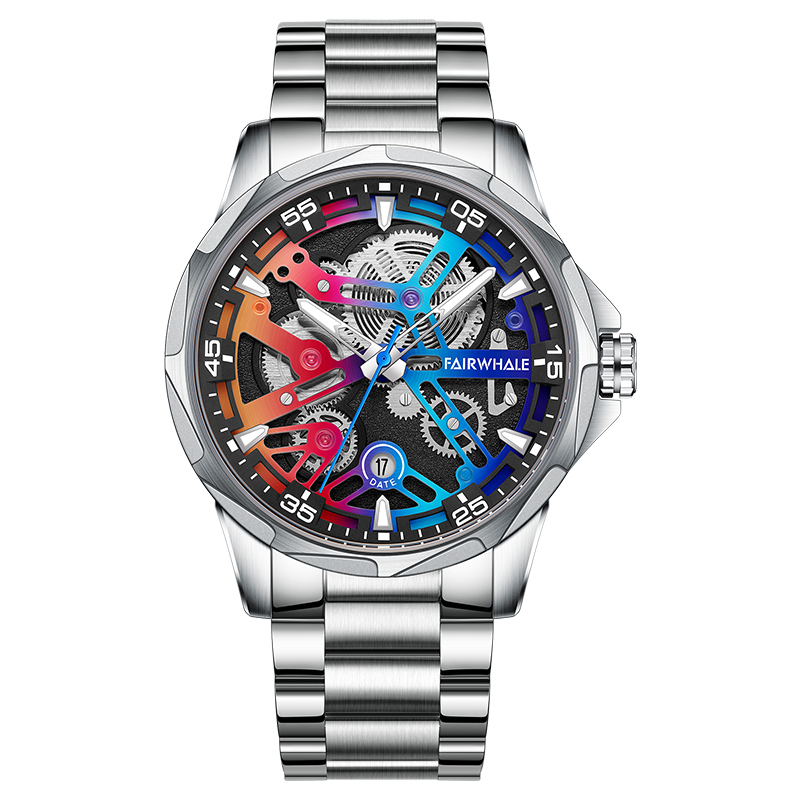 【Mark Fairwhale 馬克菲爾】 FW-6620-S* 機械城市 鏤空 新潮 時尚 無畏獨特 帶日期 夜光指針 不鏽鋼 手錶 -