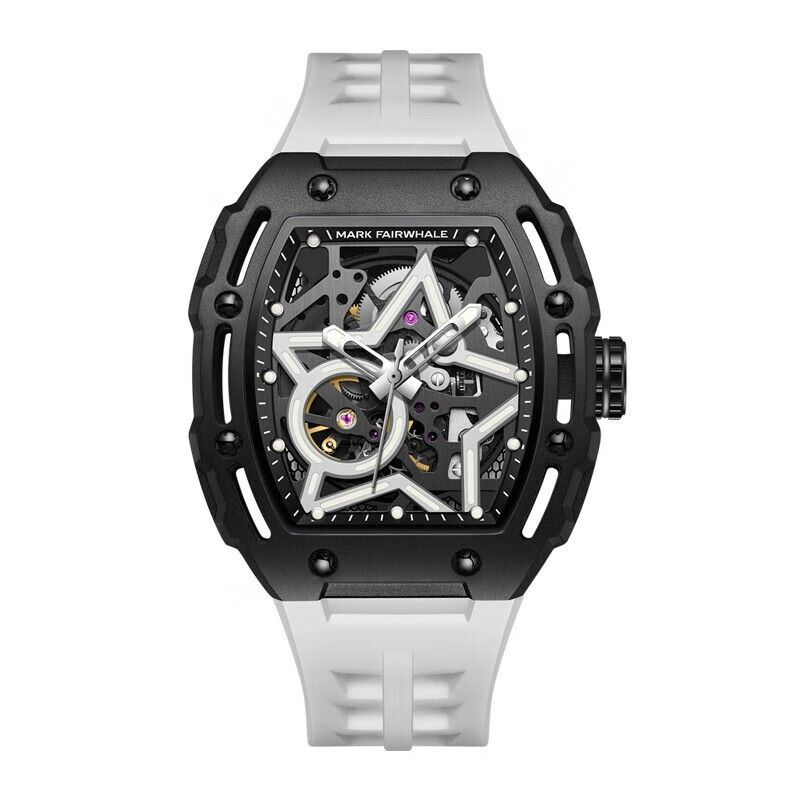 【Mark Fairwhale 馬克菲爾】FW-6630 開啟星紀元星芒雙面鏤空結構透氣錶帶機械錶-*