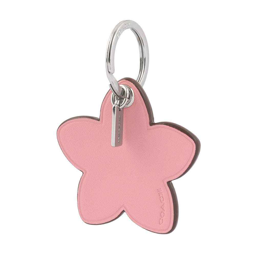 【COACH】平滑皮革花朵造型吊飾/鑰匙圈(粉色) CR904 SVVDT