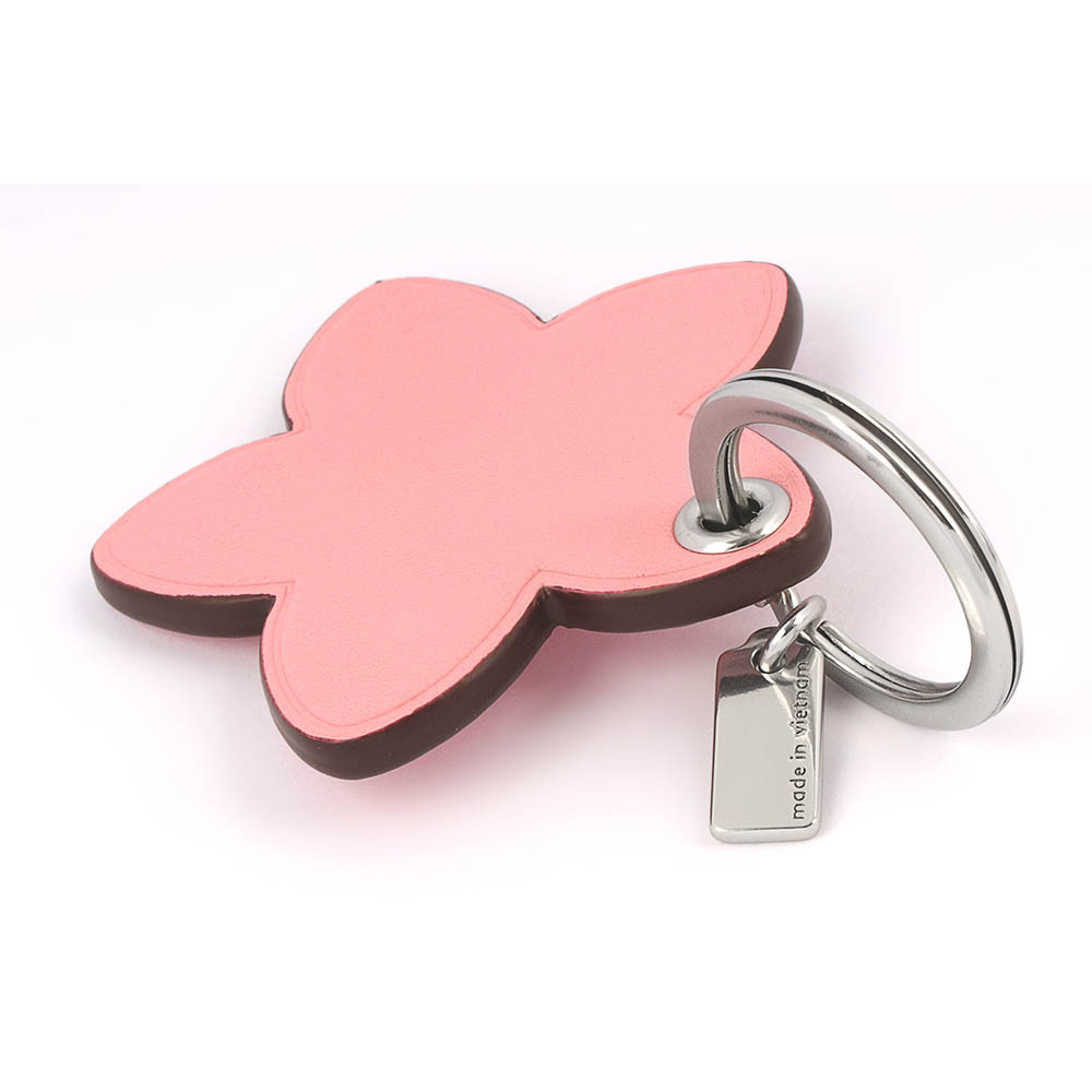 【COACH】平滑皮革花朵造型吊飾/鑰匙圈(粉色) CR904 SVVDT