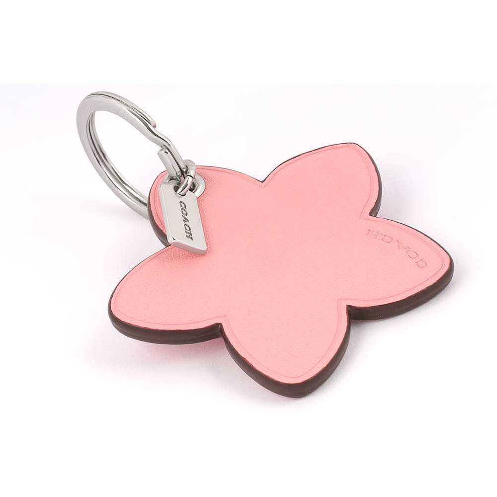 【COACH】平滑皮革花朵造型吊飾/鑰匙圈(粉色) CR904 SVVDT