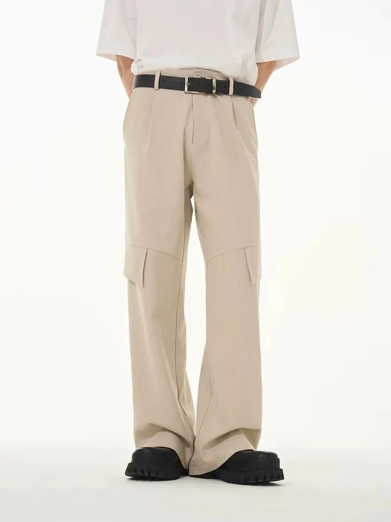 Harsh and Cruel 24SS 闊腿垂墜感壓褶飛邊立體解構西裝長褲 HL241110027