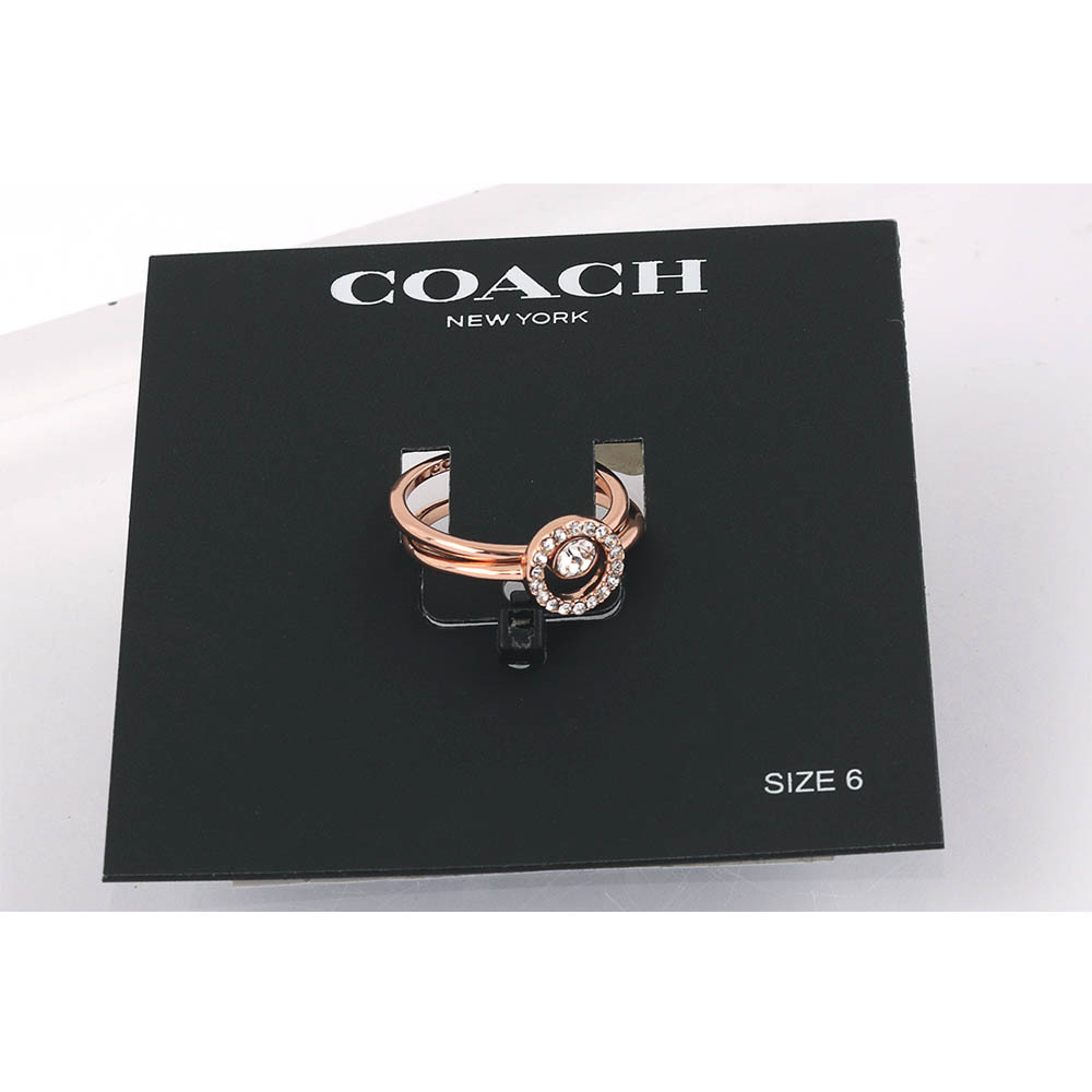 【COACH】鏤空水鑽雙圓圈可拆戴戒指 6/7號(玫瑰金) C9232 B7M