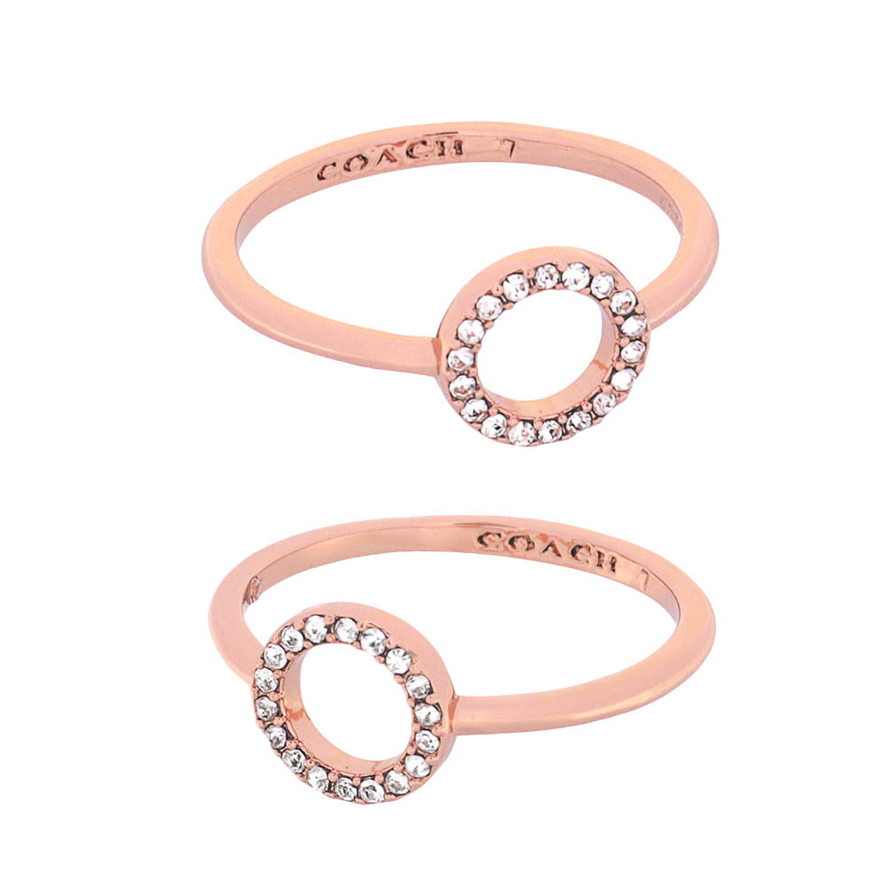 【COACH】鏤空圓形水鑽戒指7號