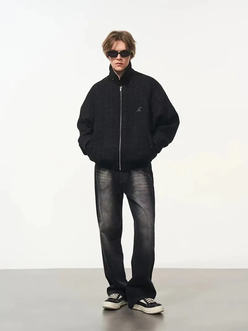 Harsh and Cruel 24SS 小香風粗毛呢編織立領哈靈頓外套 HL234050554