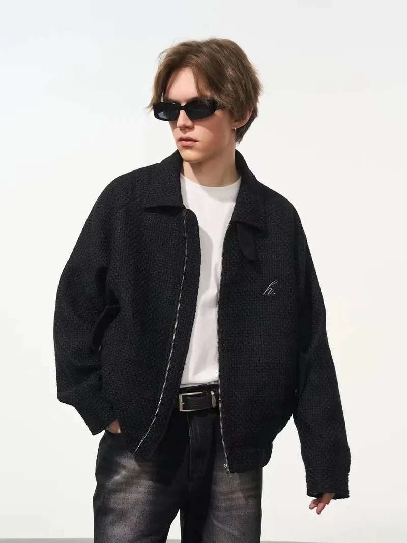 Harsh and Cruel 24SS 小香風粗毛呢編織立領哈靈頓外套 HL234050554