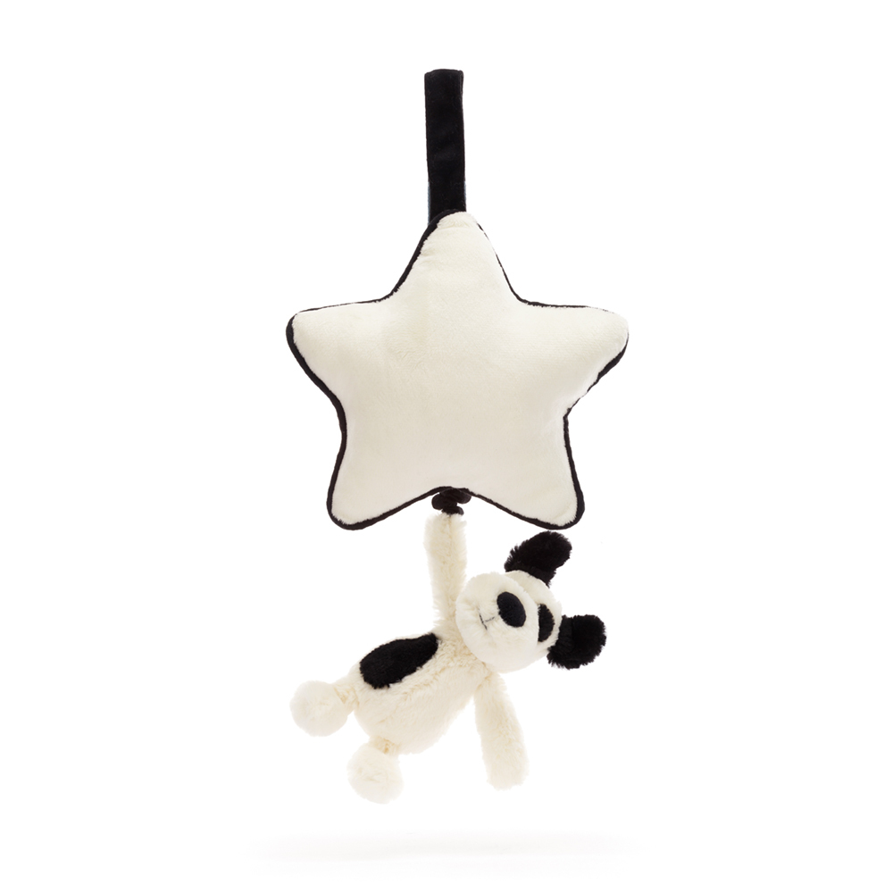 Jellycat Bashful Black & Cream Puppy Musical Pull 大白狗/海盜狗 音樂鈴