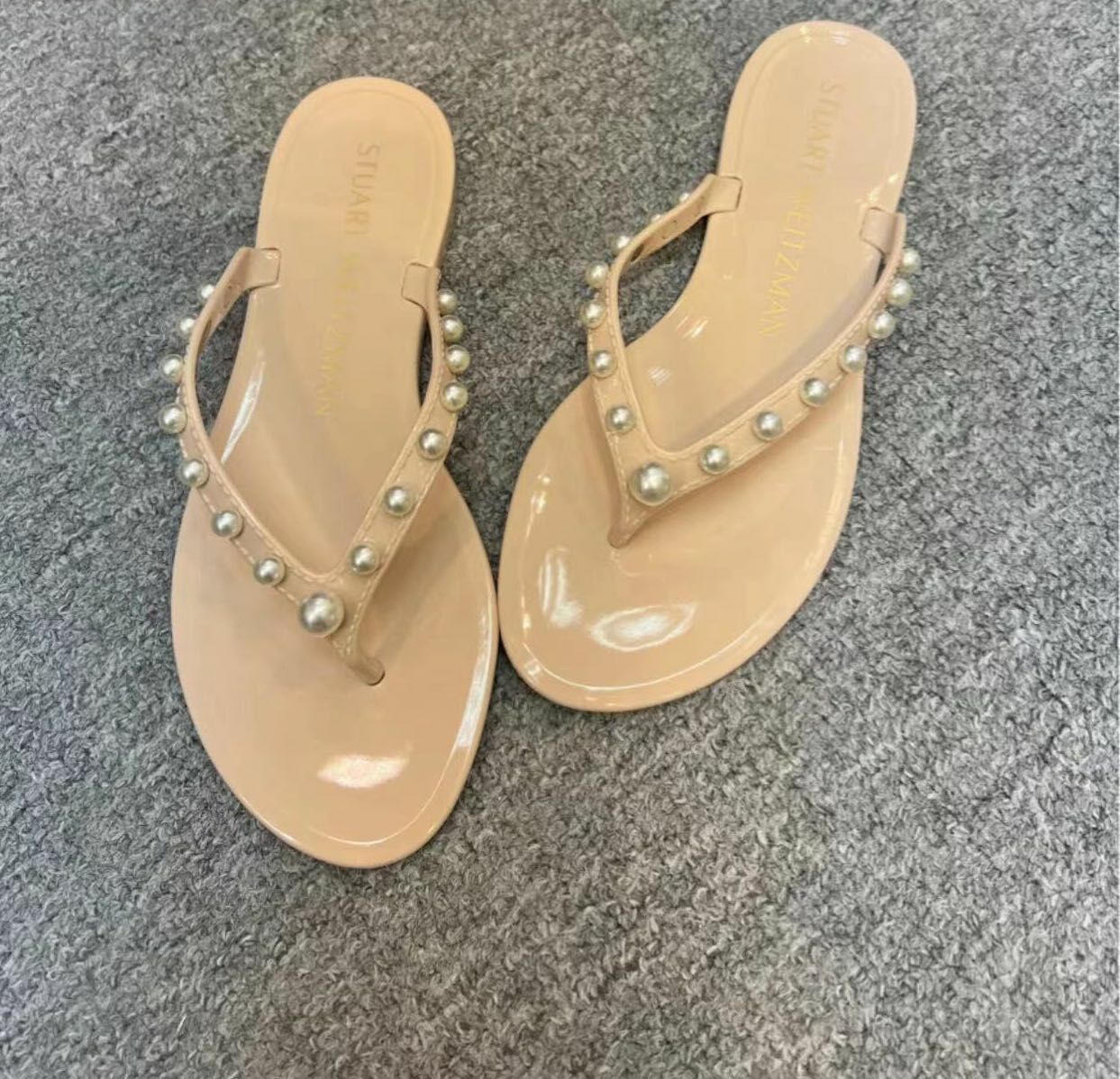 Sw 裸色珍珠人字拖 -M