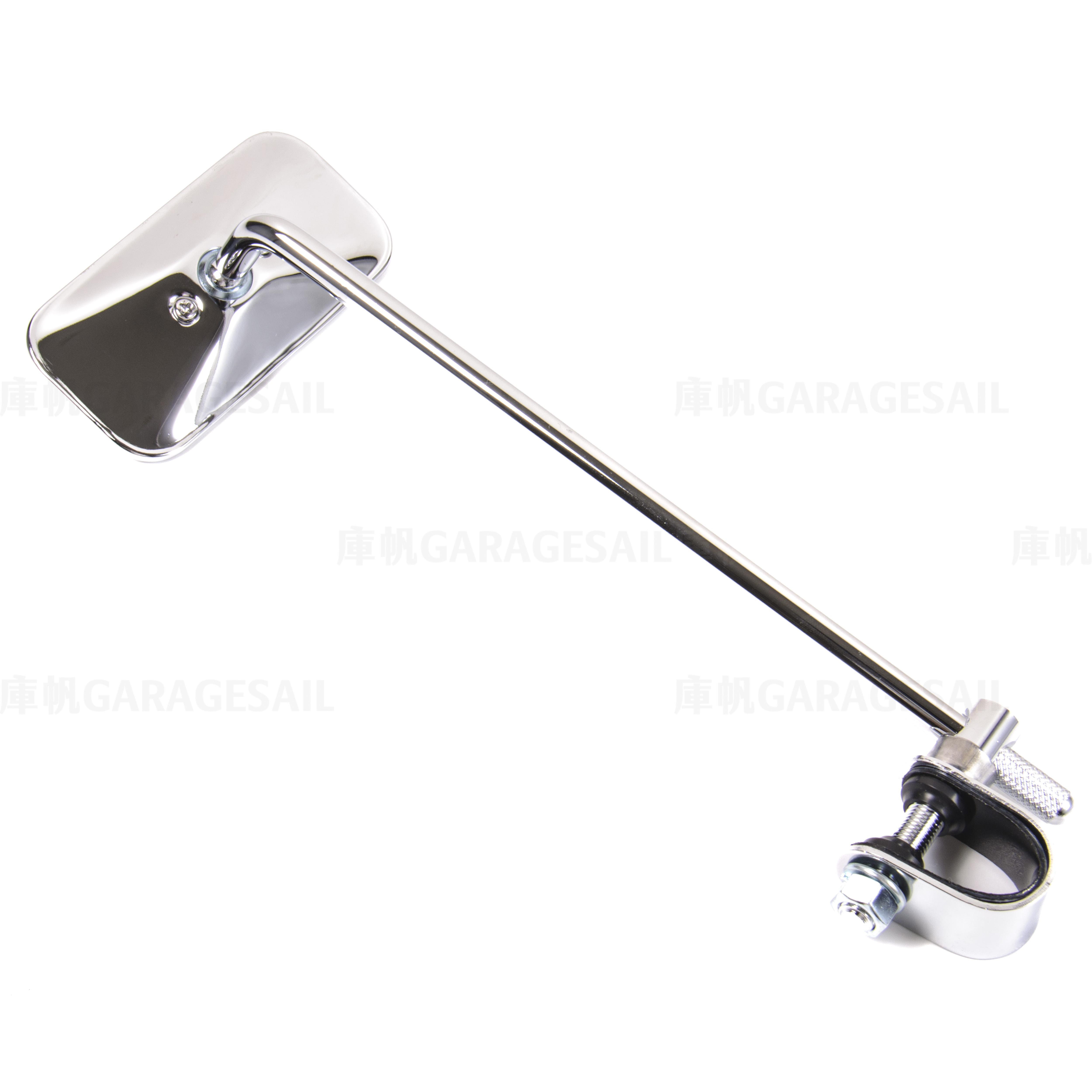 長桿 夾式 後照鏡 小長方 銀