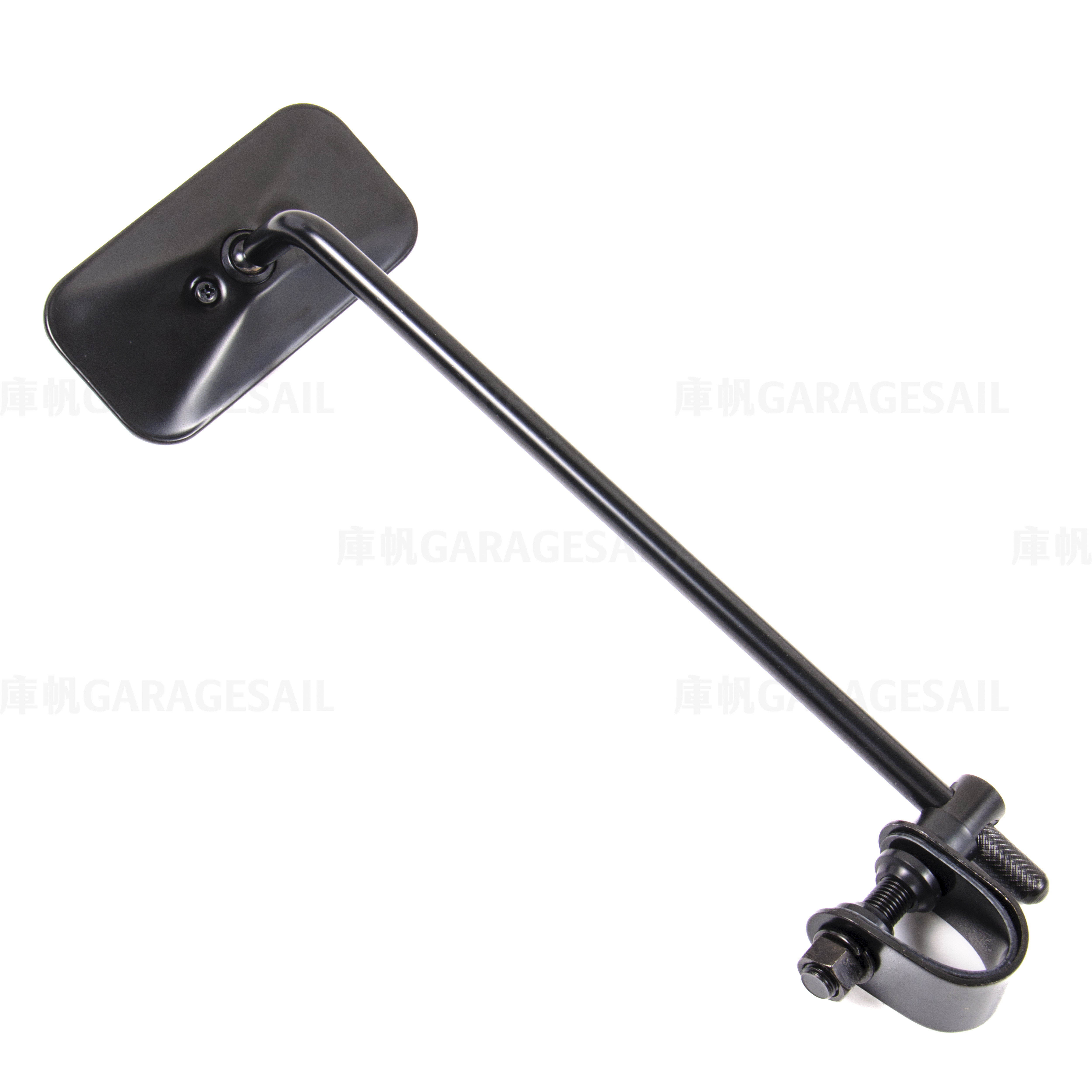 長桿 夾式 後照鏡 小長方 黑