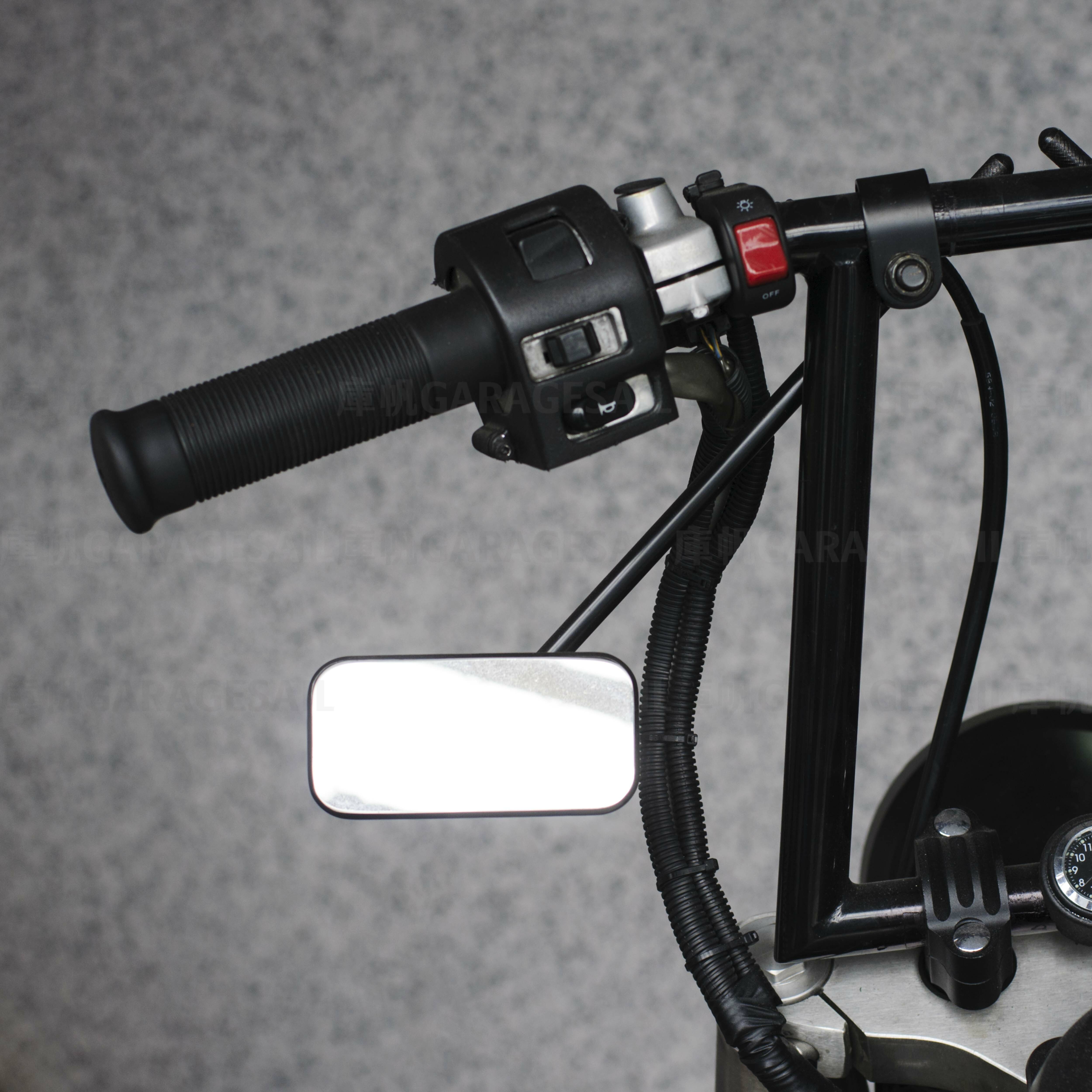 長桿 夾式 後照鏡 小長方 黑