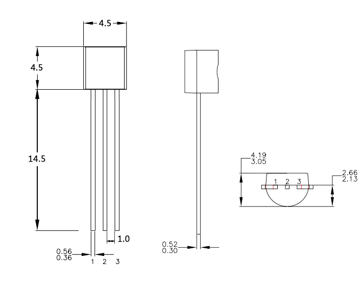 2N7000TA TO-92 FSC,尺寸規格