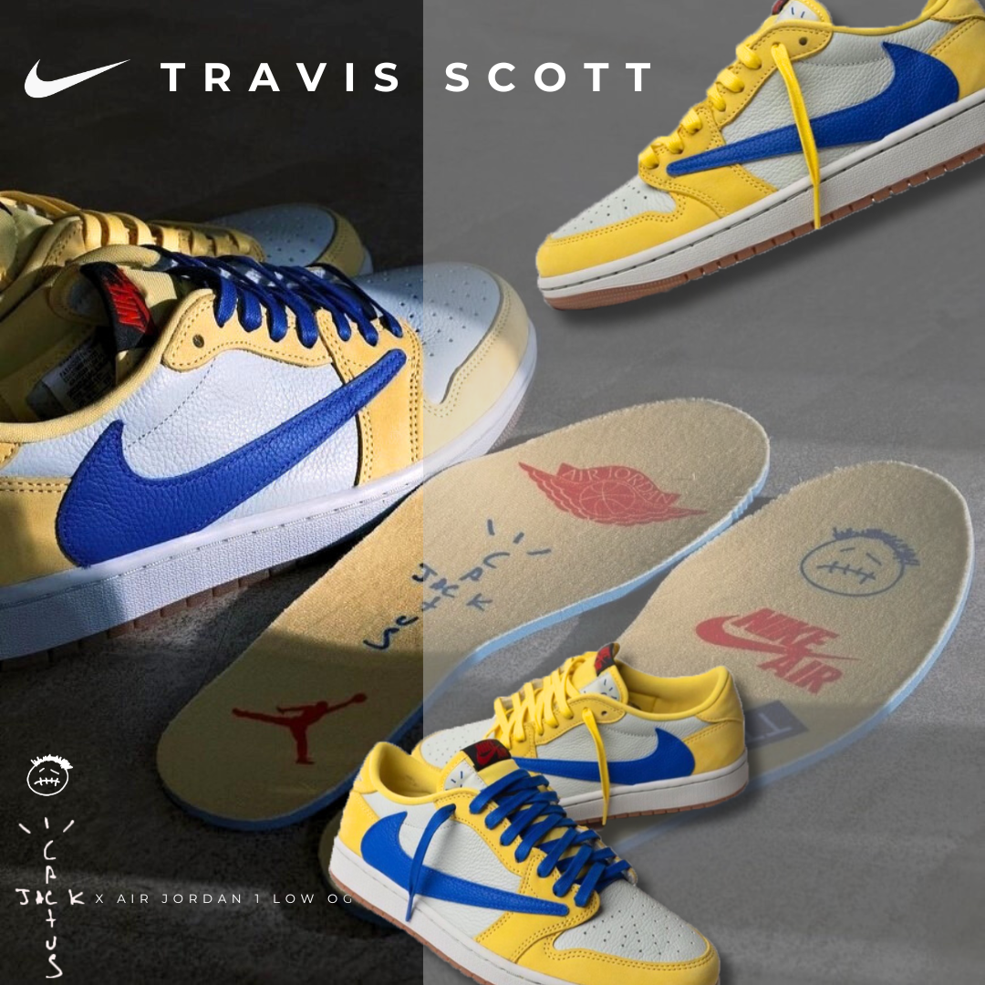 Travis Scott x Air Jordan 1 Low OG “Canary”  7.0 藍黃 湖人配色 倒鉤 復古 休閒鞋 DZ4137700