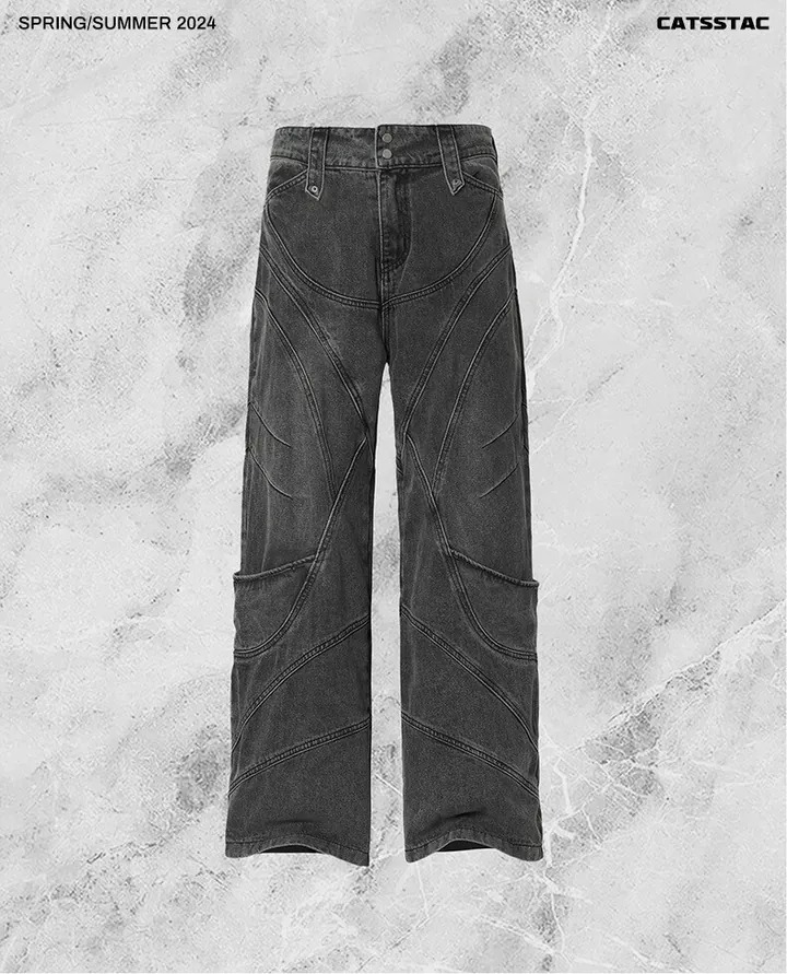 CATSSTAC 龍爪闊腿牛仔直筒長褲