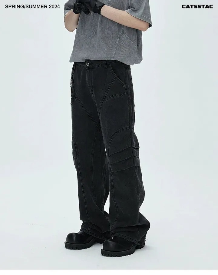 CATSSTAC 24SS 【龍年限定】龍鱗直筒闊腿水洗牛仔長褲