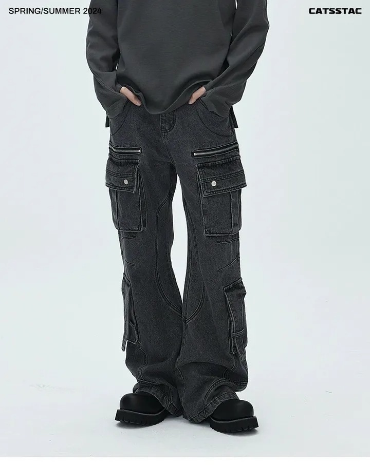 CATSSTAC 24SS 重工砲彈多口袋闊腿工裝長褲