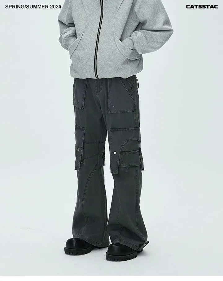 CATSSTAC 24SS 多口袋水洗直筒工裝闊腿褲