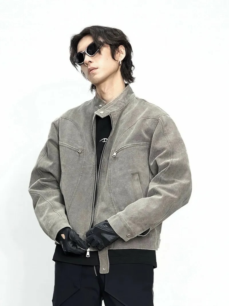 CATSSTAC 哈靈頓重磅解構水洗立領拉鍊外套