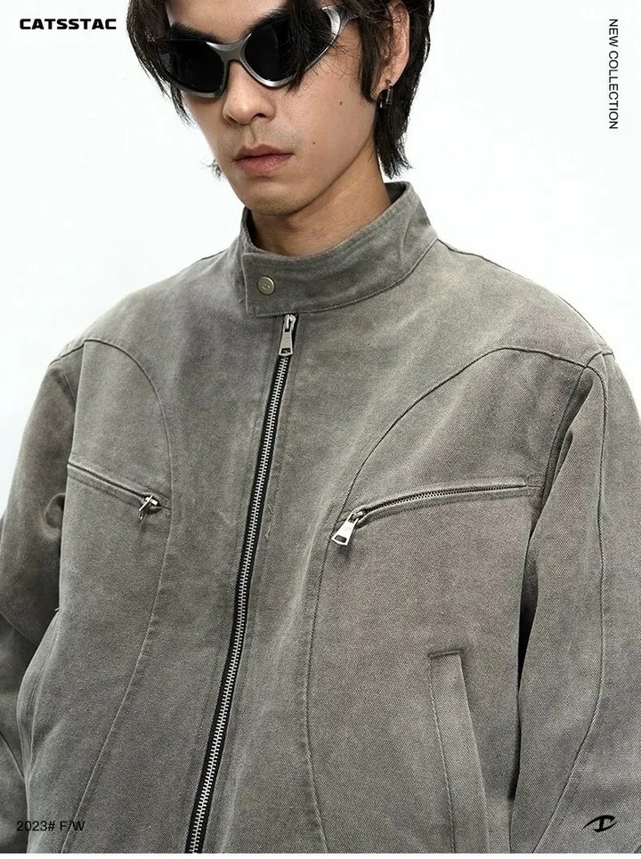 CATSSTAC 哈靈頓重磅解構水洗立領拉鍊外套