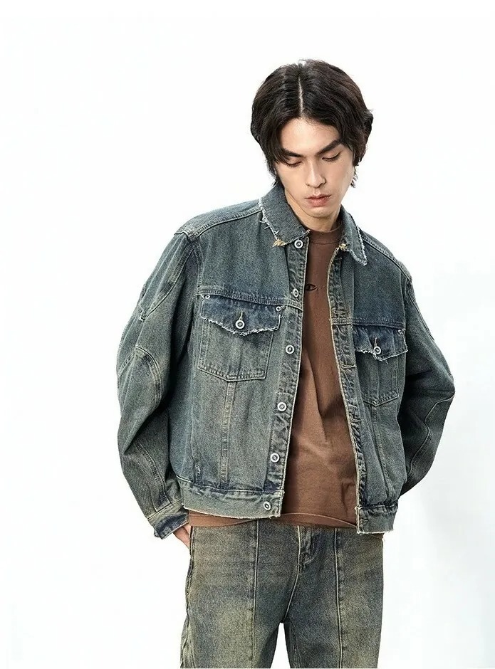 CATSSTAC 破壞抽鬚水洗做舊牛仔外套