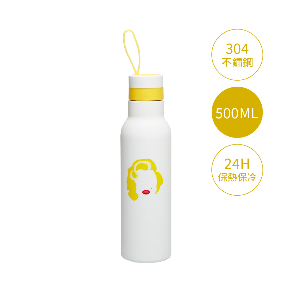 【限時團購】瑪麗蓮夢露 不鏽鋼輕量保溫瓶500ml 贈矽膠清潔刷