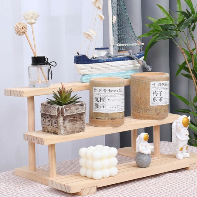 《4196》實木質感階梯式展示收納架