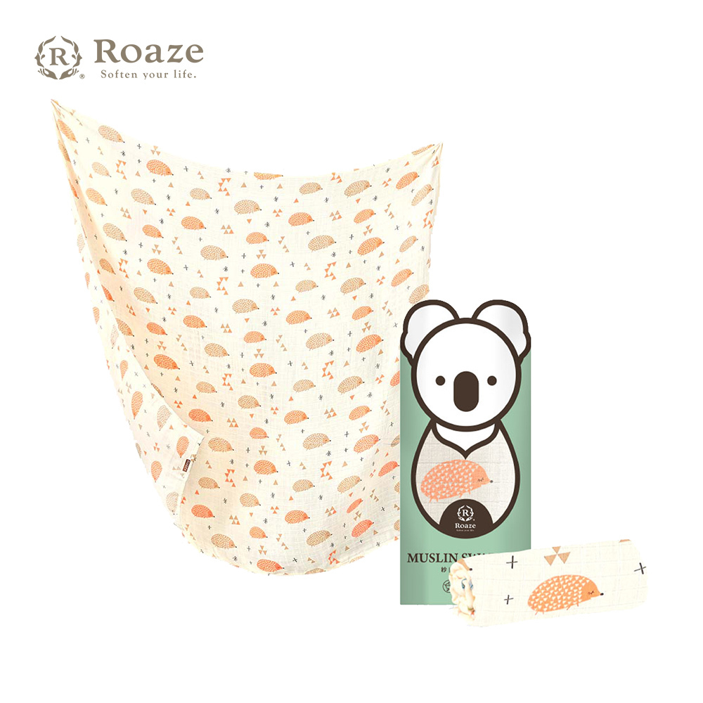 【Roaze 柔仕】 棉柔紗布包巾毯 秋菊刺蝟