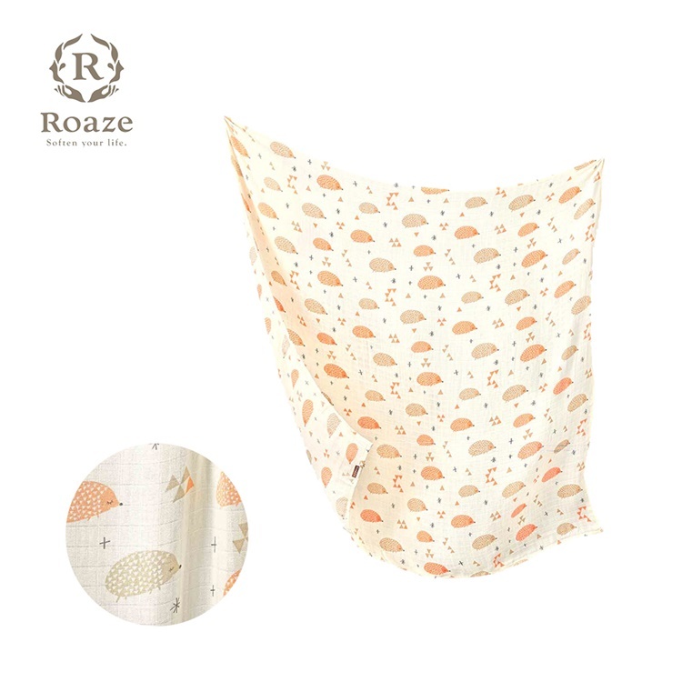 【Roaze 柔仕】 棉柔紗布包巾毯 秋菊刺蝟