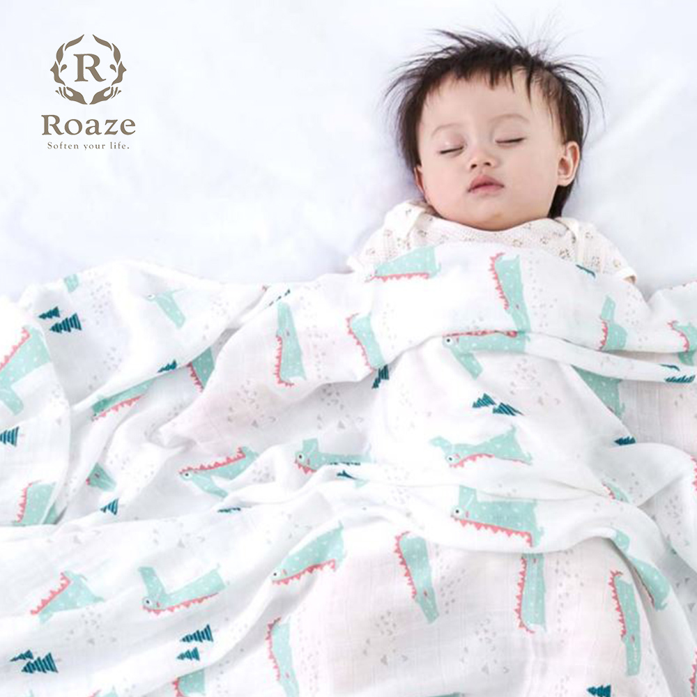 【Roaze 柔仕】 棉柔紗布包巾毯 叢林小鱷
