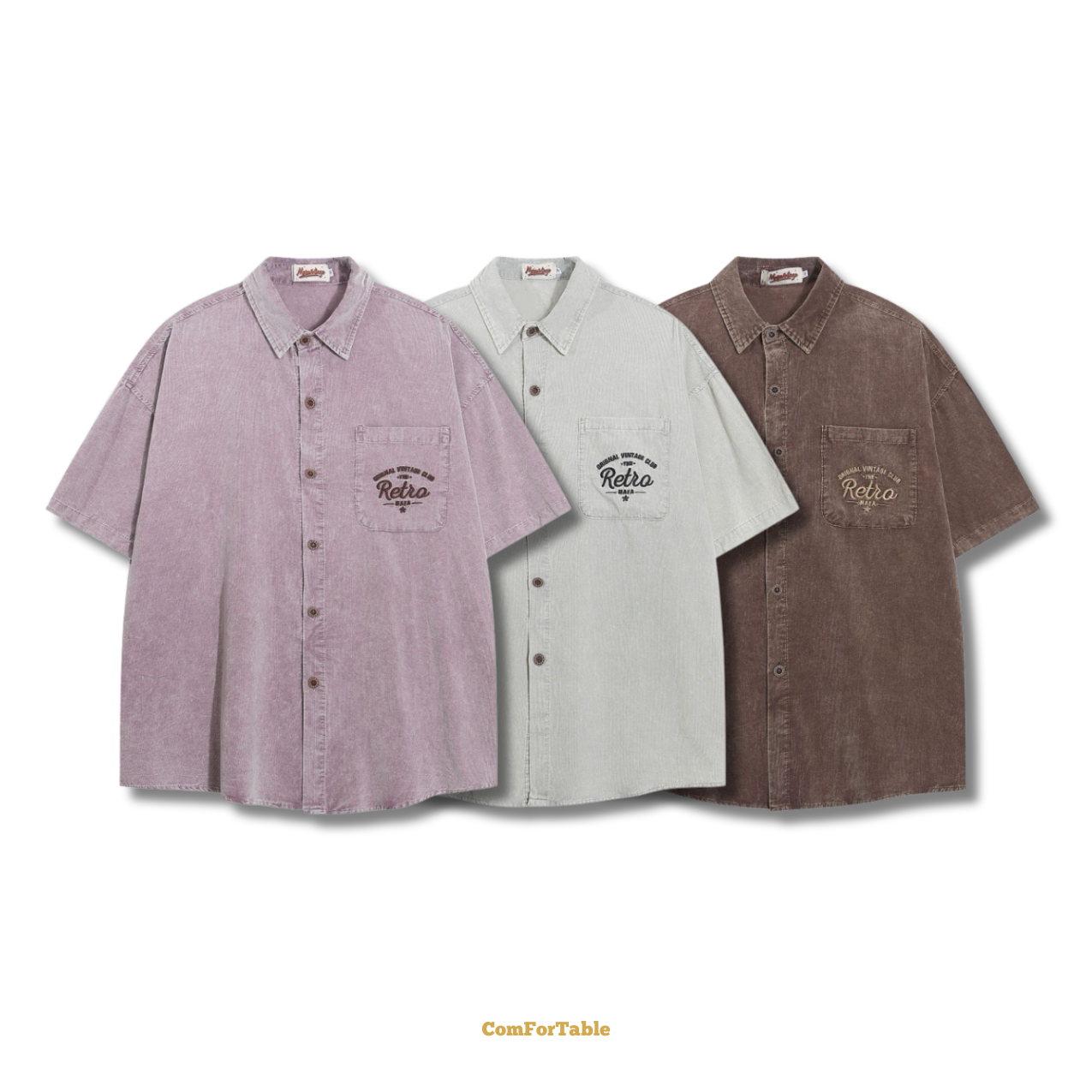 美式復古書寫短袖襯衫