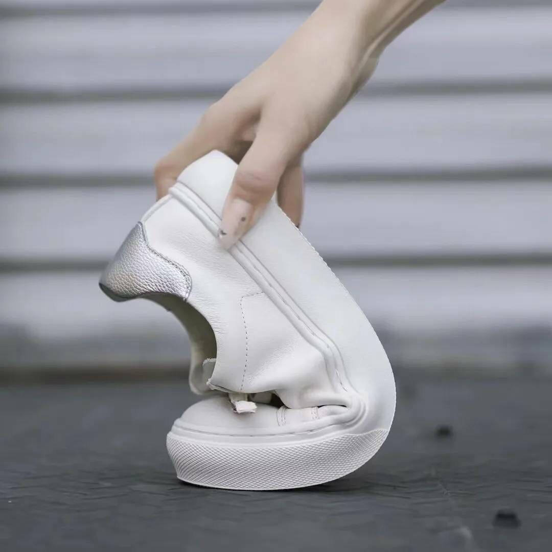 軟糯真皮懶人小白鞋