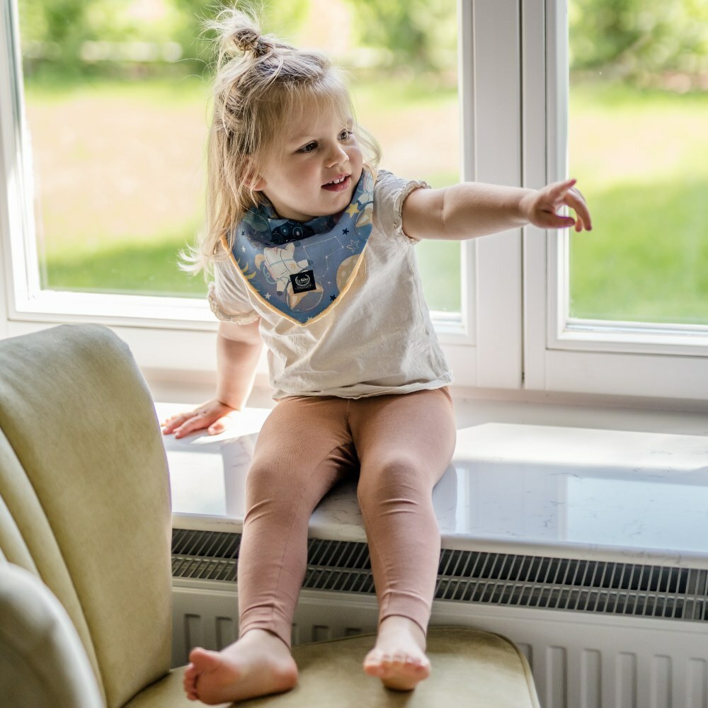 La Millou波蘭 豆豆圍兜領巾｜星空胖柯基(藍底)｜清恬芒果黃