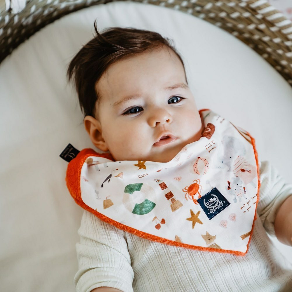 La Millou波蘭 豆豆圍兜領巾｜藍莓小刺蝟｜雲朵白