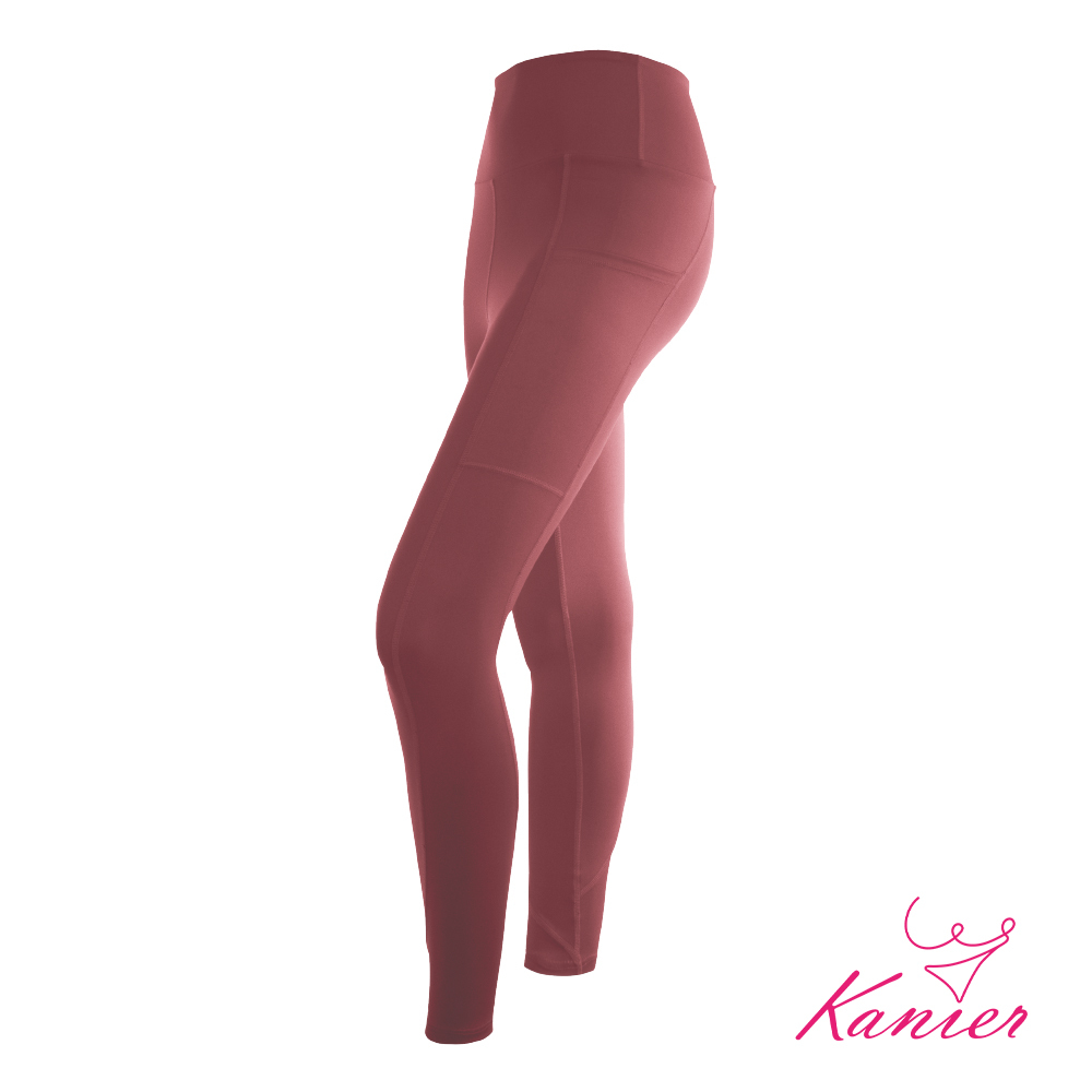 【Kanier卡妮兒】梯式穩定雙口袋壓力長褲【1217 玫瑰粉  M / L / XL / XXL(Q)】