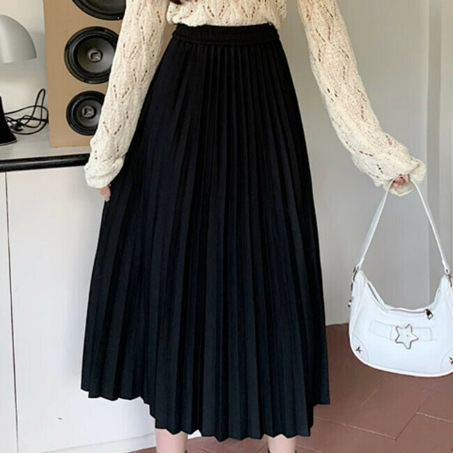 Hot selling elastic niche high waist skirt (S-XL size) (black) (contact customer service after placing the order to confirm the delivery size)