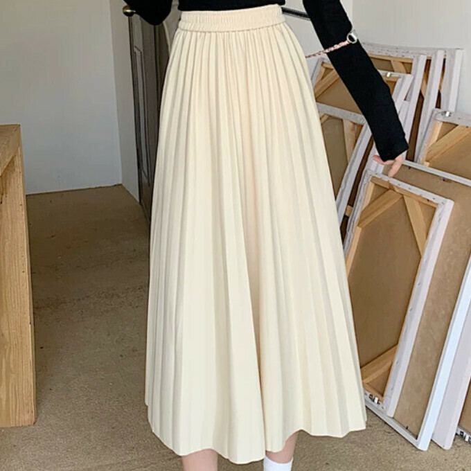 Hot selling elastic niche high waist skirt (S-XL size) (apricot color) (contact customer service after placing the order to confirm the delivery size)