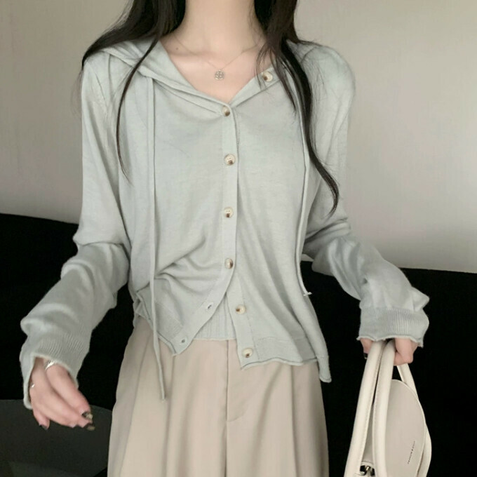 Hot Selling Fake Two Piece Knitted Sweater (One Size) (Grey Green)