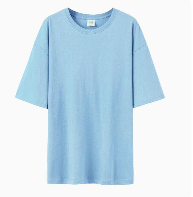 熱推不透純棉打底短袖t恤男（天蘭色 尺碼：S-3XL）（下單後聯絡客服確認發貨尺碼）